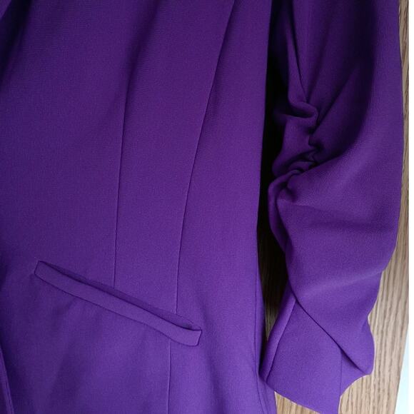 Vntg 2000s Boston Proper Purple Travel Knit 2-Piece Set Blazer 4 Dress Sz XS - Picture 3 of 16